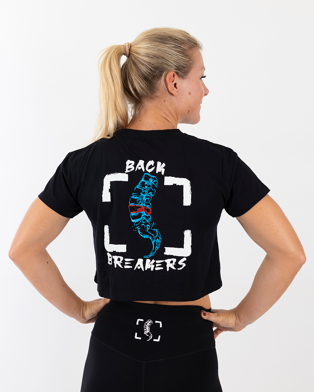 Back Breakers Logo - Zwarte Croptop t shirt voor female - CrossFit en workout kleding
